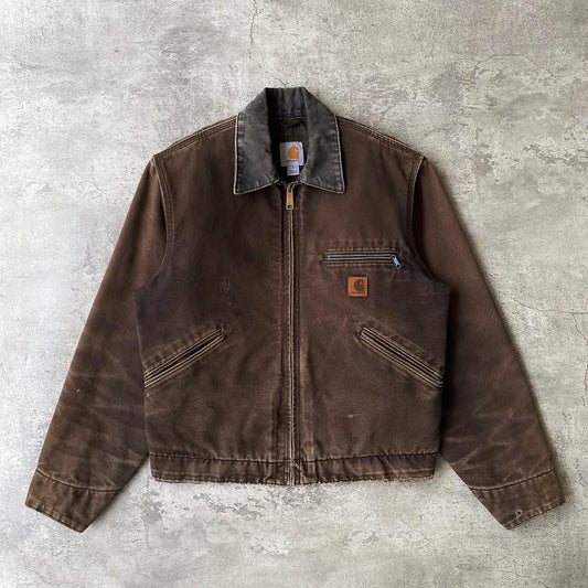 Carhartt J97 Detroit Jacket Unisex Work wear jacket Halloween gifts for him, Detroit Vintage Brown jacket workwear winter denim jeans jacket