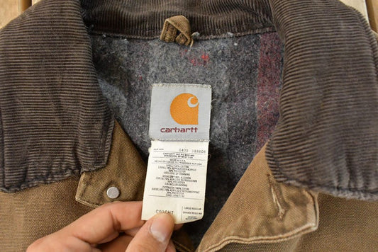 Vintage 1980's Carhartt Blanket Lined Chore Barn Jacket Men's L / Workwear / Made in USA / Distressed Carhartt / Outdoors